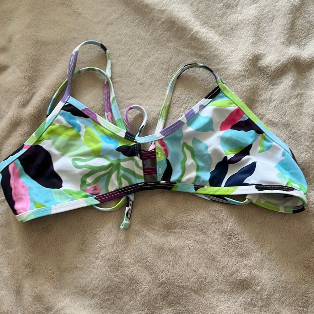 Jolyn Clothing Multicolor Floral Bikini Top - White, Green, Blue, Pink, Black